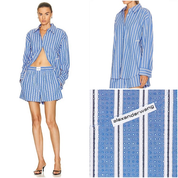 Alexander Wang Tops - Like new ALEXANDER WANG hotfix Crystal embellished Beaded Shirt $1,195 M